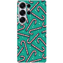 TechTree Samsung Galaxy S25 Ultra Uyumlu Yılbaşı Ruhu Baston Şeker ve Kar Taneli Baskılı Silikon Kılıf