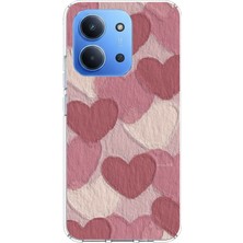 TechTree Redmi 15C Uyumlu Pastel Gül Kurusu ve Pembe Kalpli Baskılı Silikon Kılıf