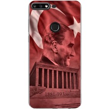 TechTree Huawei Y7 2018 - Honor 7c Uyumlu Atatürk Portresi ve Anıtkabir Baskılı Silikon Kılıf