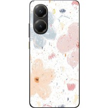 TechTree Poco X7 Pro Uyumlu Pastel Soyut Çiçek ve Leke Desenli Baskılı Silikon Kılıf