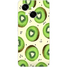 TechTree Tecno Spark Go 1 Uyumlu Yeşil Kivi Dilimleri ve Kalp Çekirdek Baskılı Silikon Kılıf