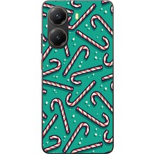 TechTree Poco X7 Pro Uyumlu Yılbaşı Ruhu Baston Şeker ve Kar Taneli Baskılı Silikon Kılıf
