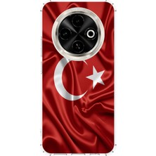 TechTree Tecno Spark 30C Uyumlu Türk Bayrağı Baskılı Silikon Kılıf