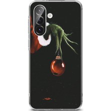 TechTree Samsung Galaxy A56 Uyumlu Grinch Yeşil El ve Kırmızı Yılbaşı Topu Baskılı Silikon Kılıf