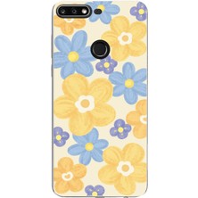 TechTree Huawei Y7 2018 - Honor 7c Uyumlu Soft Pastel Çiçek Bahçesi Baskılı Silikon Kılıf