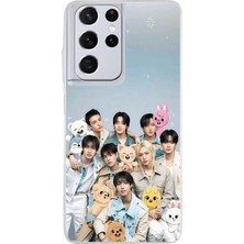 TechTree Samsung Galaxy S21 Ultra Uyumlu Tray Kids K-Pop Grubu ve Skzoo Temalı Baskılı Silikon Kılıf