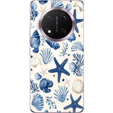 TechTree Honor Magic 7 Lite Uyumlu Mavi Deniz Kabuğu ve Yıldız Desenli Baskılı Silikon Kılıf