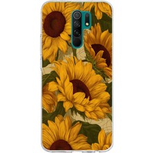 TechTree Redmi 9 Uyumlu Altın Sarısı Ayçiçeği Bahçesi Baskılı Silikon Kılıf