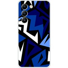 TechTree Vivo V30 Lite Uyumlu Modern Mavi Geometrik Mozaik Baskılı Silikon Kılıf
