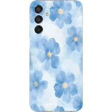 TechTree Samsung Galaxy M15 Uyumlu Mavi Çiçekler Baskılı Silikon Kılıf