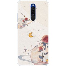 TechTree Redmi 8 Uyumlu Gezegen, Yıldız ve Gül Baskılı Silikon Kılıf