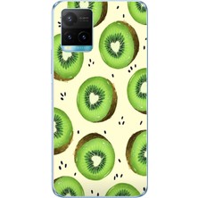 TechTree Vivo Y21S Uyumlu Yeşil Kivi Dilimleri ve Kalp Çekirdek Baskılı Silikon Kılıf