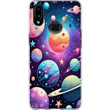 TechTree Samsung Galaxy A10S Uyumlu Uzay, Gezegen ve Yıldız Desenli Baskılı Silikon Kılıf
