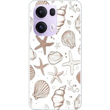 TechTree Oppo Reno 13 Pro Uyumlu Kahverengi Deniz Yıldızı ve Kabuklu Baskılı Silikon Kılıf