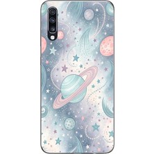 TechTree Samsung Galaxy A70 Uyumlu Soft Renkli Gezegenler Baskılı Silikon Kılıf
