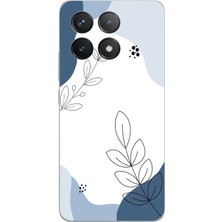 TechTree Poco F6 Pro Uyumlu Mavi Huzur Şekiller ve Botanik Çizgiler Baskılı Silikon Kılıf