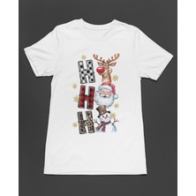 Bumeta Yılbaşı Hoodie Ho Ho Ho Noel Geyik Santa Kardan Adam Baskılı Unisex Tişört T-Shirt