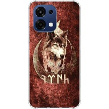 TechTree Oppo A6 Pro Uyumlu Göktürk Yazılı ve Bozkurt Desenli Baskılı Silikon Kılıf