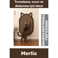 Feyza Design Doğal Jüt Ip ile Kaymaz Kedi Kulaklık ve Tırmalama Paspası 40X70CM