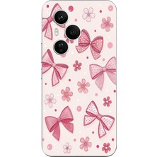 TechTree Honor 400 Pro Uyumlu Pembe Fiyonk, Çiçek ve Puantiye Baskılı Silikon Kılıf