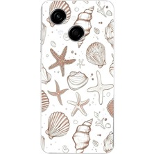 TechTree Tecno Spark Go 1 Uyumlu Kahverengi Deniz Yıldızı ve Kabuklu Baskılı Silikon Kılıf