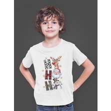 Bumeta Yılbaşı Hoodie Ho Ho Ho Noel Geyik Santa Kardan Adam Baskılı Çocuk Tişört T-Shirt
