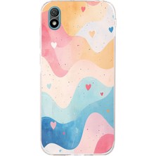 TechTree Huawei Y5 2019 - Honor 8s Uyumlu Pastel Renkli Dalgalı ve Kalp Baskılı Silikon Kılıf