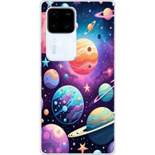TechTree Vivo V30 Uyumlu Uzay, Gezegen ve Yıldız Desenli Baskılı Silikon Kılıf