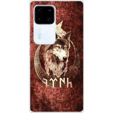 TechTree Vivo V30 Uyumlu Göktürk Yazılı ve Bozkurt Desenli Baskılı Silikon Kılıf