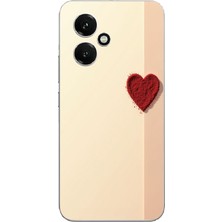 TechTree Honor 400 Uyumlu Krem Zeminli Kırmızı Kalp Baskılı Silikon Kılıf