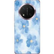 TechTree Honor Magic 7 Lite Uyumlu Mavi Çiçekler Baskılı Silikon Kılıf