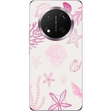 TechTree Honor Magic 7 Lite Uyumlu Pembe Deniz Yıldızı ve Kabuk Baskılı Silikon Kılıf
