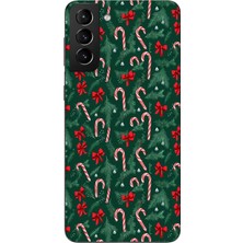 TechTree Samsung Galaxy S21 Plus Uyumlu Yılbaşı Çam Ağacı ve Baston Şeker Baskılı Silikon Kılıf