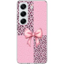 TechTree Tecno Camon 40 Pro Uyumlu Pembe Leopar Desenli ve Kurdele Baskılı Silikon Kılıf