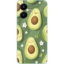 TechTree Vivo Y22 Uyumlu Yeşil Zeminli Sevimli Avokado Baskılı Silikon Kılıf
