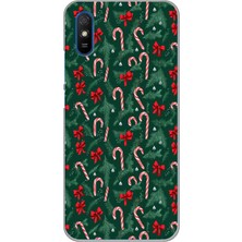TechTree Redmi 9A Uyumlu Yılbaşı Çam Ağacı ve Baston Şeker Baskılı Silikon Kılıf