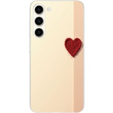 TechTree Samsung Galaxy S25 Plus Uyumlu Krem Zeminli Kırmızı Kalp Baskılı Silikon Kılıf