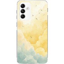 TechTree Samsung Galaxy A05S Uyumlu Sarı ve Yeşil Tonlu Bulut ve Kuşlar Baskılı Silikon Kılıf