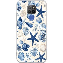 TechTree General Mobile Gm 20 Uyumlu Mavi Deniz Kabuğu ve Yıldız Desenli Baskılı Silikon Kılıf