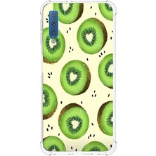 TechTree Samsung Galaxy A7 2018 Uyumlu Yeşil Kivi Dilimleri ve Kalp Çekirdek Baskılı Silikon Kılıf