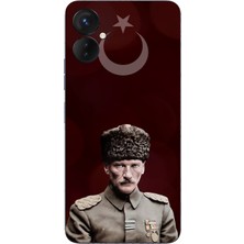 TechTree Tecno Spark 9 Pro Uyumlu Ay Yıldız ve Başkomutan Atatürk Baskılı Silikon Kılıf