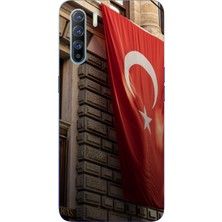 TechTree Oppo Reno 3-A91 Uyumlu Dev Türk Bayrağı Baskılı Silikon Kılıf