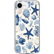 TechTree iPhone 16E Uyumlu Mavi Deniz Kabuğu ve Yıldız Desenli Baskılı Silikon Kılıf