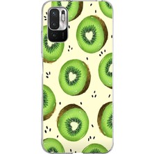 TechTree Redmi Note 10 5g Uyumlu Yeşil Kivi Dilimleri ve Kalp Çekirdek Baskılı Silikon Kılıf