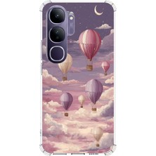 TechTree Vivo V40 Lite Uyumlu Mor Gökyüzü ve Uçan Balon Baskılı Silikon Kılıf