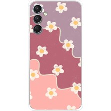 TechTree Samsung Galaxy A24 Uyumlu Gül Kurusu ve Lila Tonlu Dalgalı Papatya Baskılı Silikon Kılıf
