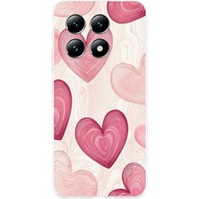 TechTree Xiaomi Mi 14T Pro Uyumlu Çizgisel Pembe Kalp Baskılı Silikon Kılıf