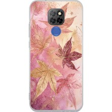 TechTree General Mobile Gm 20 Uyumlu Pembe ve Bordo Tonlu Yaprak Baskılı Silikon Kılıf