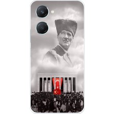 TechTree Vivo Y18 Uyumlu Bulutların Üzerindeki Lider Kalpaklı Atatürk Baskılı Silikon Kılıf