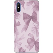 TechTree Redmi 9A Uyumlu Menekşe Tonlu Fiyonk Baskılı Silikon Kılıf